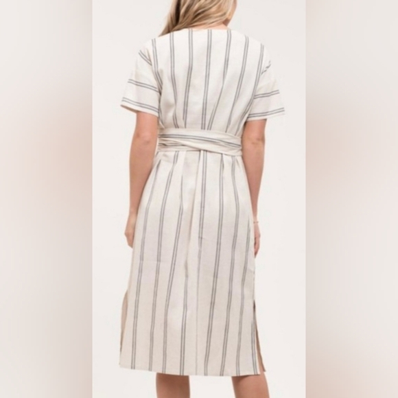Blu Pepper striped midi wrap dress size M - Picture 8 of 14